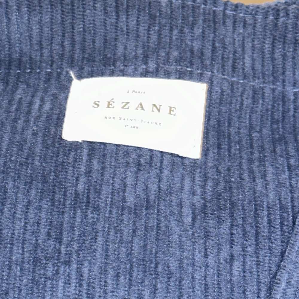 S A L E SÉZANE | Designer Large Size Beautiful Blue Corduroy Lined Tote Bag NWT - Picture 7 of 17